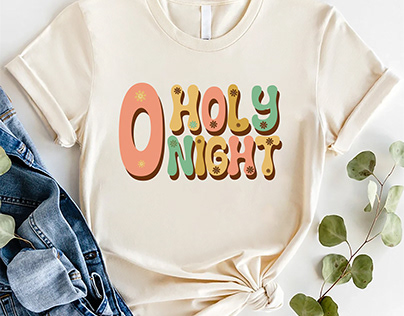 O holy night, Christmas day T-shirt design.