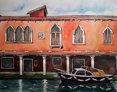 sketch, watercolor,  Italy. l'isola Burano