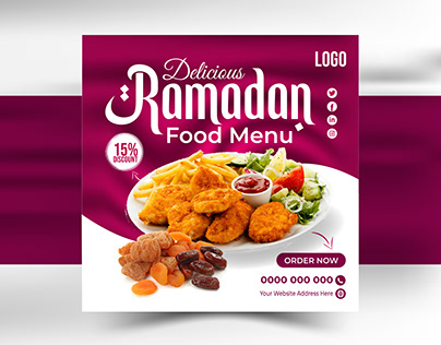 Ramadan Food Menu Social media Post Design.