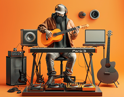Musician Working On His Craft 3D Illustration