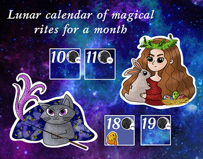 Lunar calendar of magical rites for a month