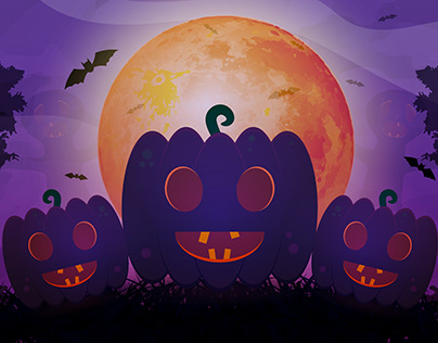 Halloween background with pumpkin in flat design