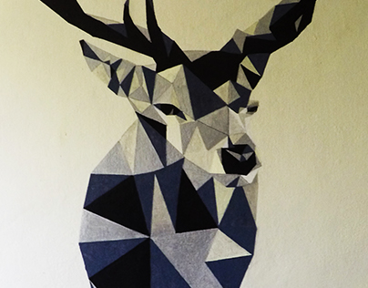 Low Poly Deer Wall Painting