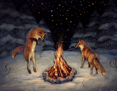 foxes in the night