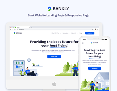 Project thumbnail - Bankly - Website landing page and responsive page