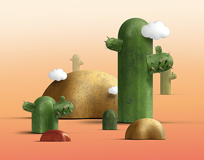 Desert - 3D Lanscape Illustration in Adobe Illustrator