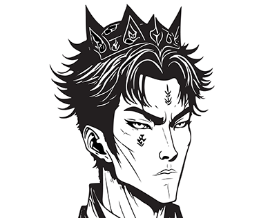 A line art of chinese king.