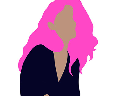 abstract illustration of a girl with pink hair
