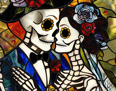 stained glass Day of the Dead