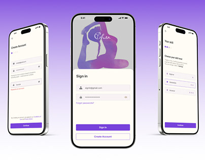 Yoga app login UI design