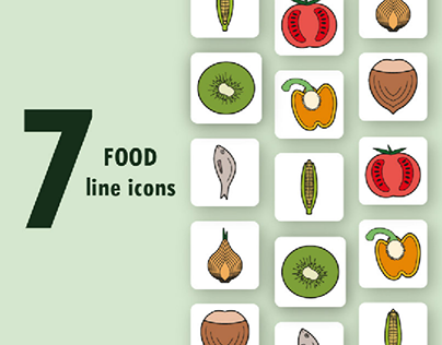 Set of healthy food line icons