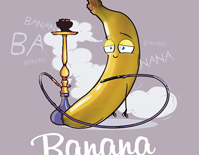 banana, illustration, character, banana flavor, hookah