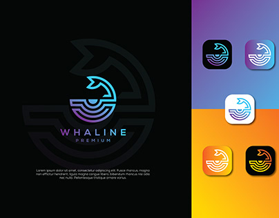 Whale Abstract Circle Geomatric Logo
