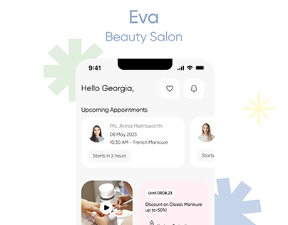 Eva Beauty Salon Appointment Mobil app | UI Design