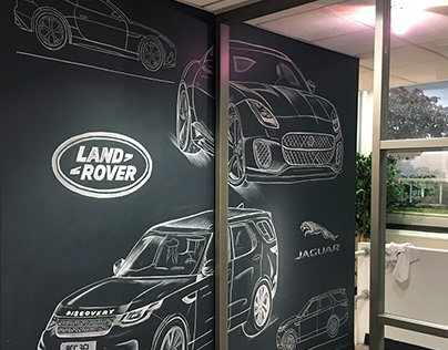 chalk mural for Jaguar & Land Rover