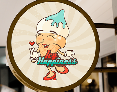 LOGO-MASCOT "ICY HAPPINESS" FOR ICE CREAM CAFE