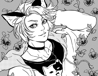 Cats over Flowers • Manga Coloring Pages