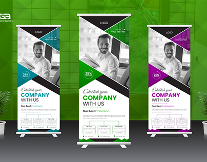 Vector corporate business roll up banner standee