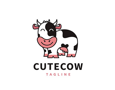 cute cow vector illustration logo design
