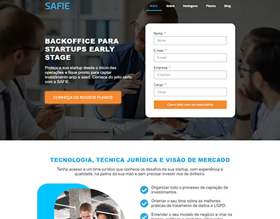 Site Safie - Backoffice para startups