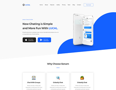 Lucal - Mobile App Lading Page PSD Template