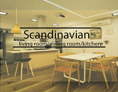 Scandinavian Living room/ dining room/kitchen