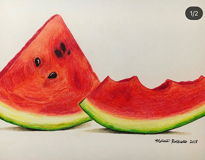 Watermelon slices in colored pencil