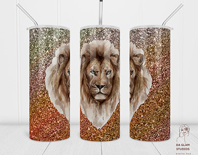 Lion Glitter Tumbler Sublimation