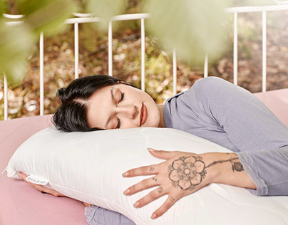 Side Sleeper Pillow, Product Photography in the Wood
