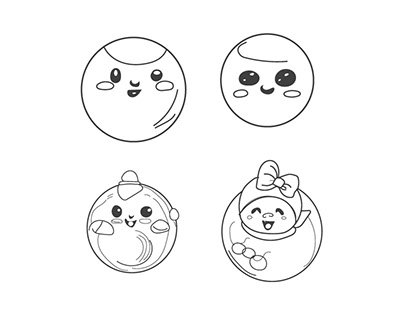 Cute baby with Bowling Ball Line Art Vector Design