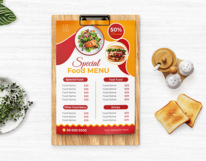 Restaurant Food menu design for restaurant