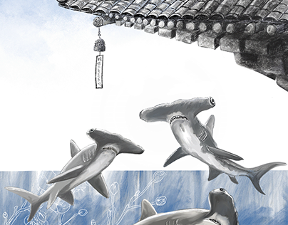 Hammerhead Sharks and Temple Roof