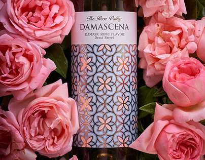Rose Wine Label Design - Damascena