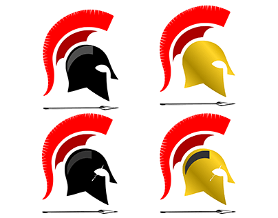 Spartan Helmet with scar mark and tradtional wapon