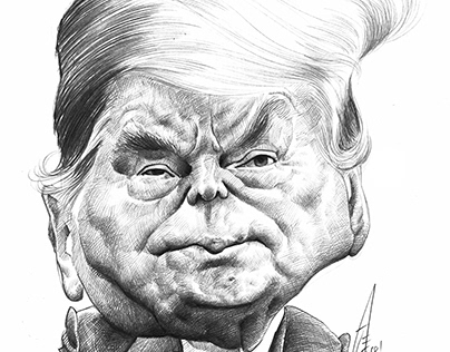 Trump pencil caricature