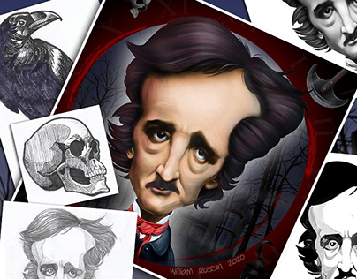 Edgar Allan Poe digital caricature