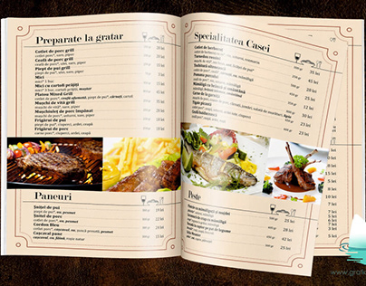 Restaurant menu created for "Taverna Stejarul".