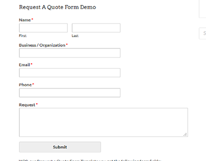 Request A Quote Form Demo