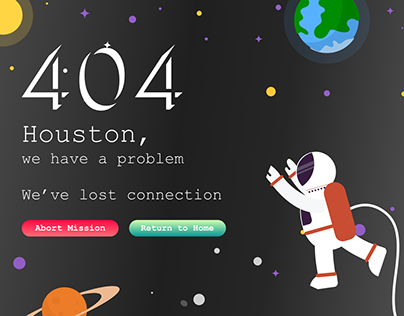 404 Error Page Space Design - #DailyUI :: 008