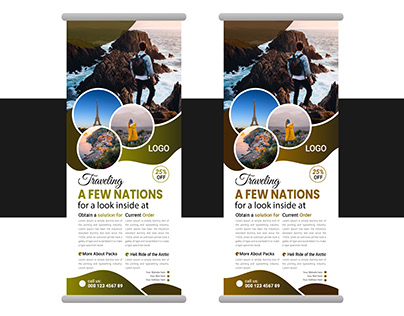 Travel Rool Up Stand banner Design Tamplate