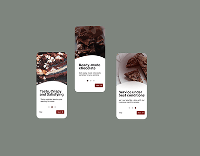 ONBOARDING SCREENS FOR A CHOCOLATE ORDERING APP