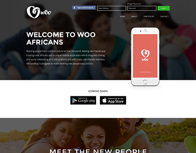 WOO Africans App Landing Page Design