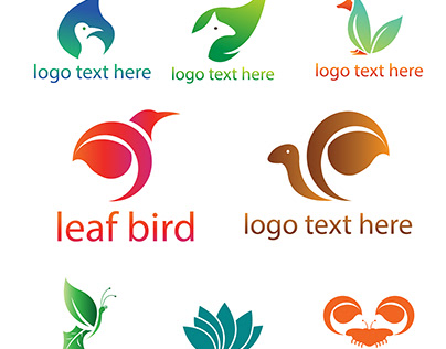 set of leaf animal creative logo design