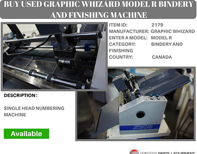 Buy Used GRAPHIC WHIZARD MODEL R Bindery and Finishing