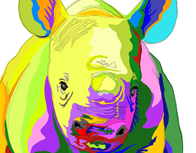 Rhino calf with a splash of color