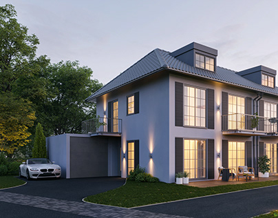 Exterior Visualizations of a Semi-detached house