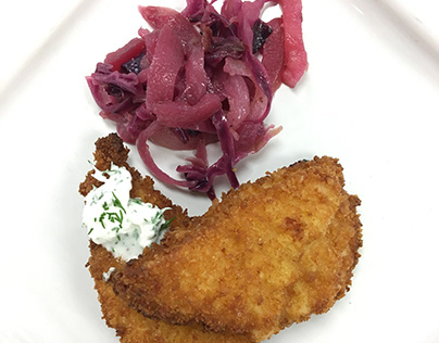 Turkey Cutlets - Dilled Sour Cream - Braised Red Cabbag
