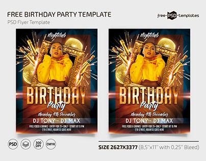 Free Birthday Party Template + Instagram Post (PSD)