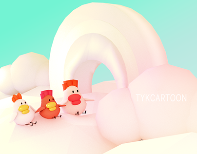 3D Cute Cartoon Chickens