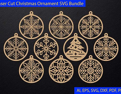 Laser Cut Christmas Ornament SVG Bundle